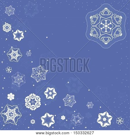 Illustration on the theme of winter. Snowflakes on a purple background.
