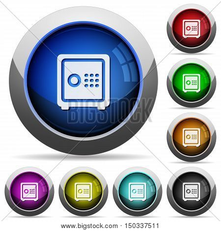 Set of round glossy strong box buttons. Arranged layer structure.