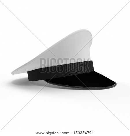Royal Naval Officers Cap on white background. 3D illustration
