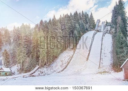 Jump Ski Ramp In Vorokhta, Ukraine