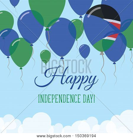 South Sudan Independence Day Flat Greeting Card. Flying Rubber Balloons In Colors Of The South Sudan