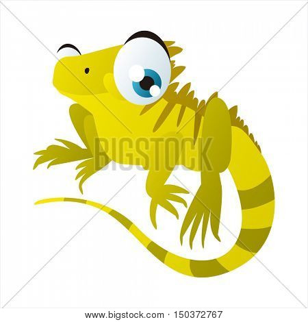 vector cute isolated animal character illustration. Funny Iguana