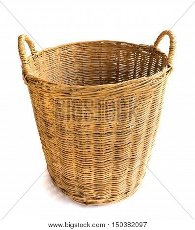 Wicker baskets on white background workhouse concept