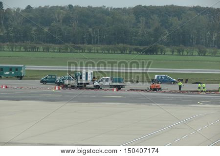 Airport Runway With Work In Progress