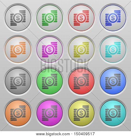 Set of dollar coins plastic sunk spherical buttons.