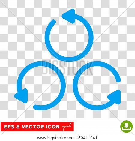 Rotation round icon. Vector EPS illustration style is flat iconic symbol, blue color, transparent background.