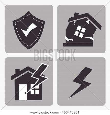 insurance security service icon set inside frames. vector illustration