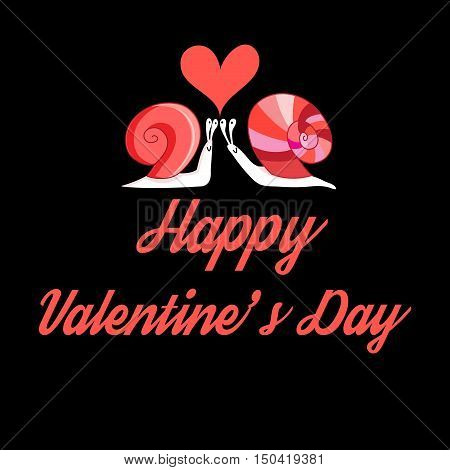 Graphical greeting card with snails to Valentines Day