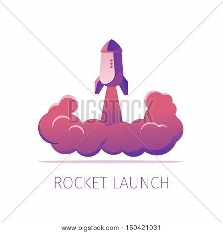 Rocket launch with smoke icon for web
