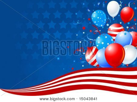Bos van kleurrijke ballonnen op de Amerikaanse vlag