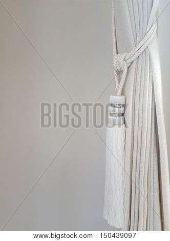 holding strap for a curtain with brushes close up
