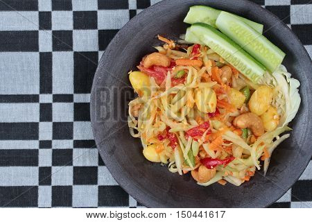 Vegetable festival as  spicy papaya salad with mixed vegetable call 