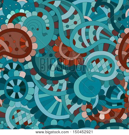 abstract beautiful colored buta seamless pattern, indian paisley motifs, vector illustration