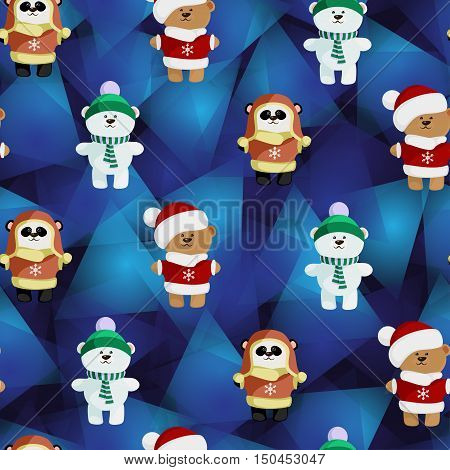 vector cute bear in clothes pattern eps10