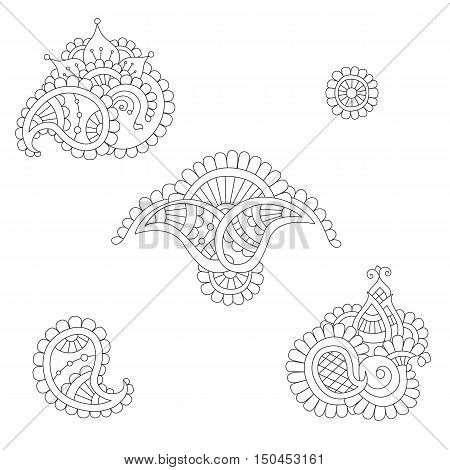 abstract beautiful buta set, indian paisley motifs, , vector illustration, five elements