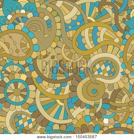 abstract beautiful colored buta seamless pattern, indian paisley motifs, vector illustration