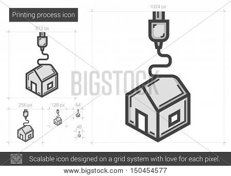 Printing process vector line icon isolated on white background. Printing process line icon for infographic, website or app. Scalable icon designed on a grid system.