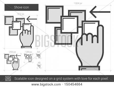 Shove vector line icon isolated on white background. Shove line icon for infographic, website or app. Scalable icon designed on a grid system.