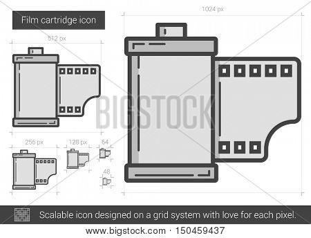 Film cartridge vector line icon isolated on white background. Film cartridge line icon for infographic, website or app. Scalable icon designed on a grid system.