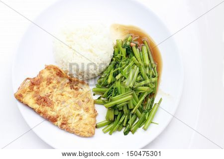 Stir-fried Chinese Morning Glory, Water Spinach, Tumis Kangkung, Stir Fried Morning Glory .phad Puk