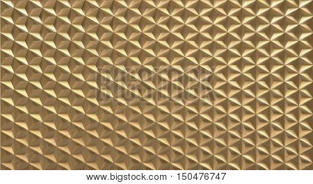 3D vector polygonal geometric triangular shape pattern background in gold material