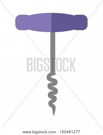 Bottle Opener isolated on white background. Retro vintage wine corkscrew. Metalic tailspin for opening the botlles with vine. Spiral opener. Part of series of viniculture production items. Vector