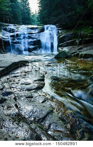 Mumlava waterfall in the Karkonosze National Park Harrachov.