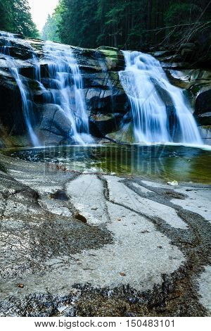 Mumlava waterfall in the Karkonosze National Park Harrachov.