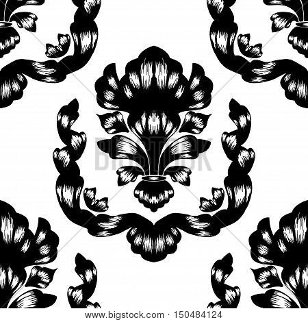 Seamless Damask pattern wallpaper decoration texture fabric vintage baroque repeat