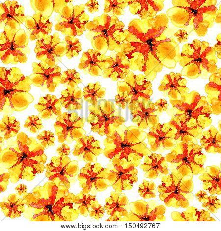 Lovely floral seamless pattern illustration of yellow flower on white background