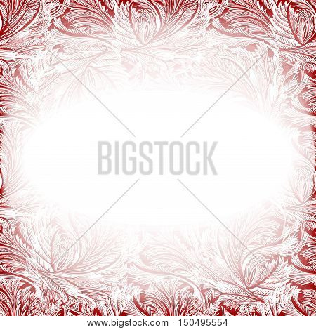Frame frozen glass decor. Winter holiday blue frost background. Blue, cyan and white design banner with snow hoar frost ice for winter holiday template. Vector illustration stock vector.