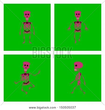 assembly of flat illustration skeleton Halloween monster