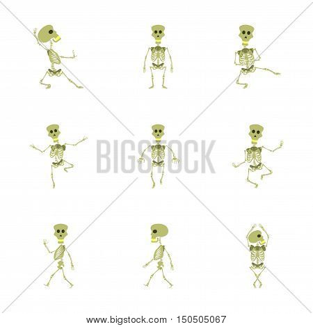 assembly of flat illustration skeleton Halloween monster