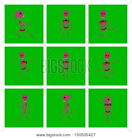 assembly of flat illustration skeleton Halloween monster