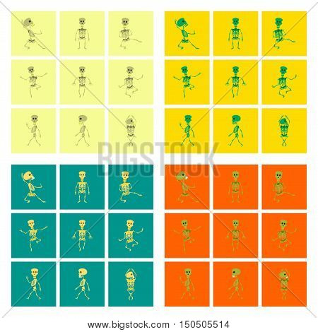 assembly of flat illustration skeleton Halloween monster