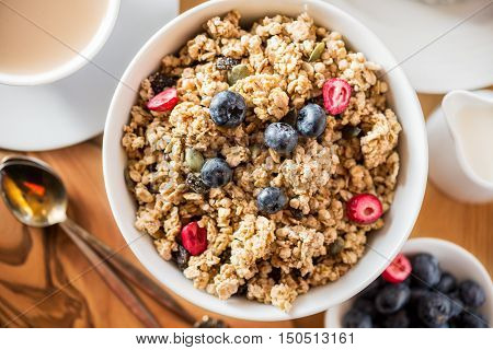 Granola Made From Oat Porridge, Nuts, Seeds, Berries