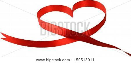 Red ribbbon in the shape of a heart