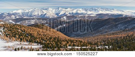 Beautiful Winter Landscape, Altai Mountains Russia.