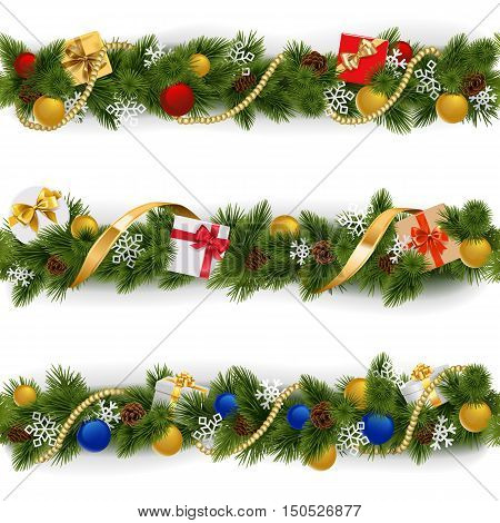 Vector Christmas Border Set 5 isolated on white background