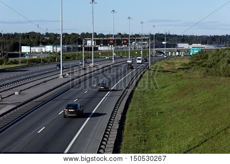 ST. PETERSBURG, RUSSIA - JULY 9, 2016: Traffic on the Saint Petersburg Ring Road. 142 km orbital freeway encircling the city was completed in 2011