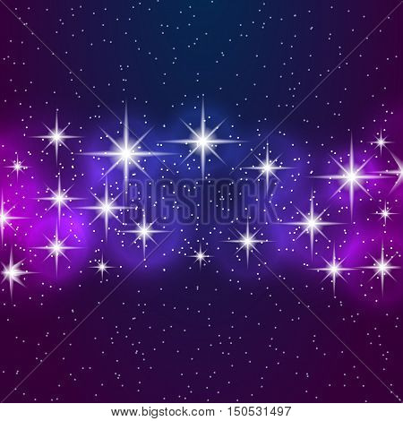 Abstract blue background with shining stars. Vector illustration