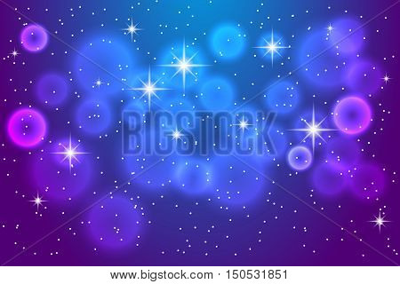 Abstract blue background with shining stars. Vector illustration