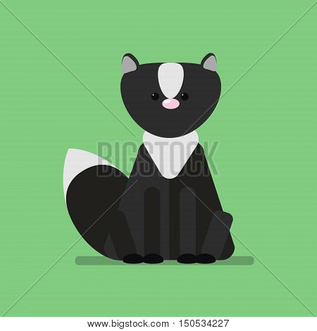 Wild animal skunk. Isolated vector illustration of a flat