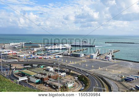 Dover United Kingdom - October 1 2016: Overlooking Dover Harbour from Castle