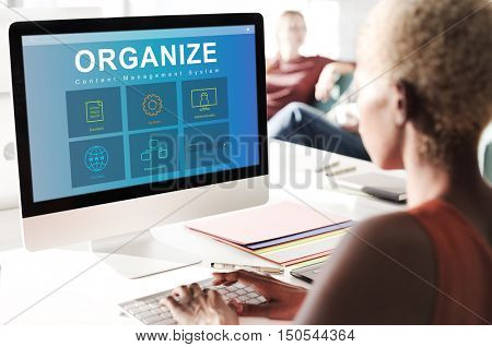 System Content Management SEO Application Graphic Concept