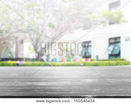 closeup top wood table with Blur Background