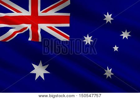 Flag of Australia is an Oceanian country comprising the mainland of the Australian continent the island of Tasmania and numerous smaller islands. 3d illustration