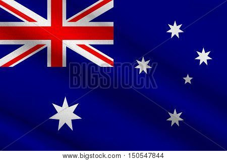 Flag of Australia is an Oceanian country comprising the mainland of the Australian continent the island of Tasmania and numerous smaller islands. 3d illustration