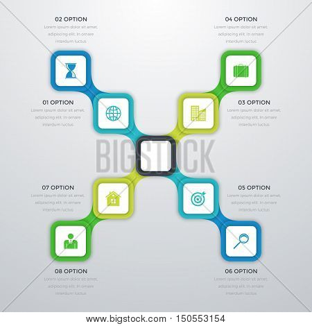 Vector illustration infographics eight options. Stock vector