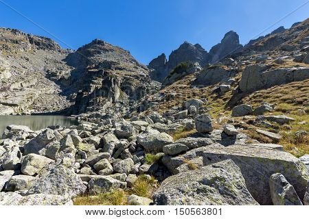 Panorama of The Scary lake and Kupens peaks, Rila Mountain, Bulgaria